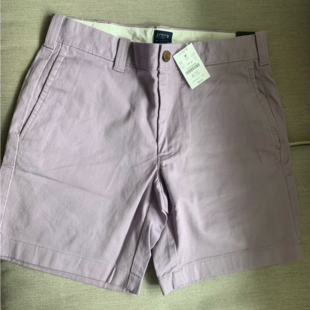 J. Crew Men's Flat Front Chino Shorts in Light Lavender